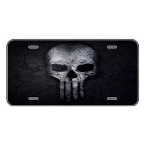 Custom license plate with the punisher type skull